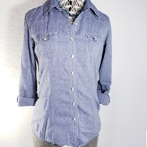 Womens Western Chambray Button Down Shirt